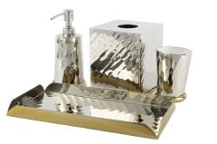 Gümüş Clare Banyo Seti 4 prç 31x16x19cm ve Çöp Kovası 23x27cm