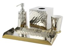 Gümüş Clare Banyo Seti 4 prç 31x16x19cm ve Çöp Kovası 23x27cm