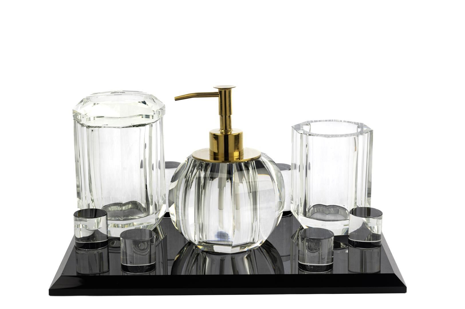 Siyah Clear 4 Prç Banyo Seti 30x21cm