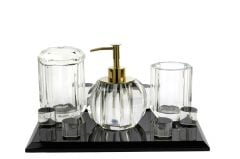 Siyah Clear 4 Prç Banyo Seti 30x21cm