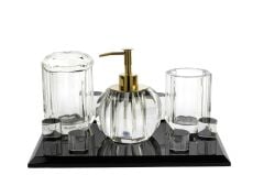 Siyah Clear 4 Prç Banyo Seti 30x21cm