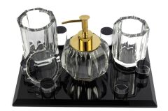 Siyah Clear 4 Prç Banyo Seti 30x21cm