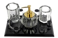 Siyah Clear 4 Prç Banyo Seti 30x21cm