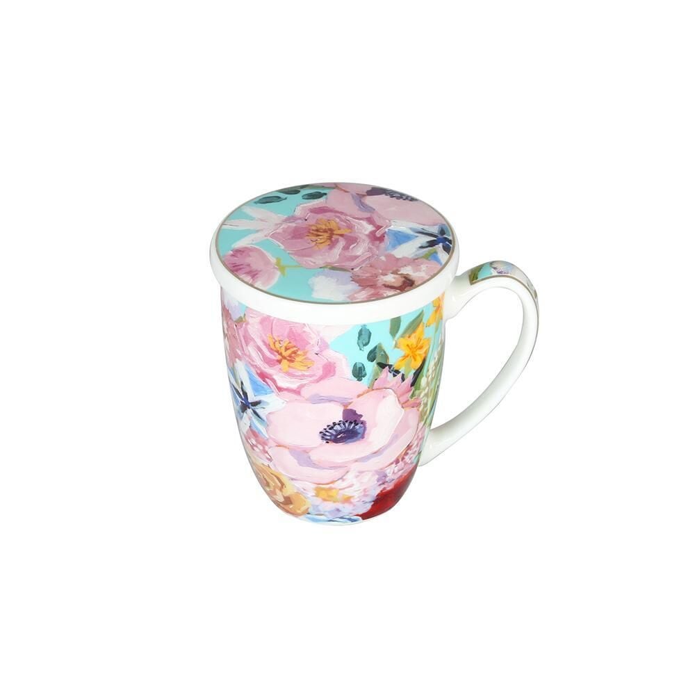 Peony Bone Süzgeçli Kapaklı Kupa 570ml