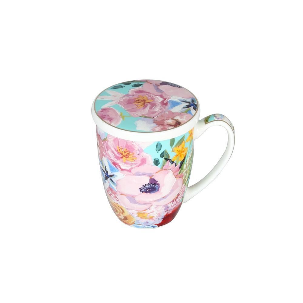 Peony Bone Süzgeçli Kapaklı Kupa 570ml