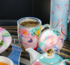 Peony Bone Süzgeçli Kapaklı Kupa 570ml