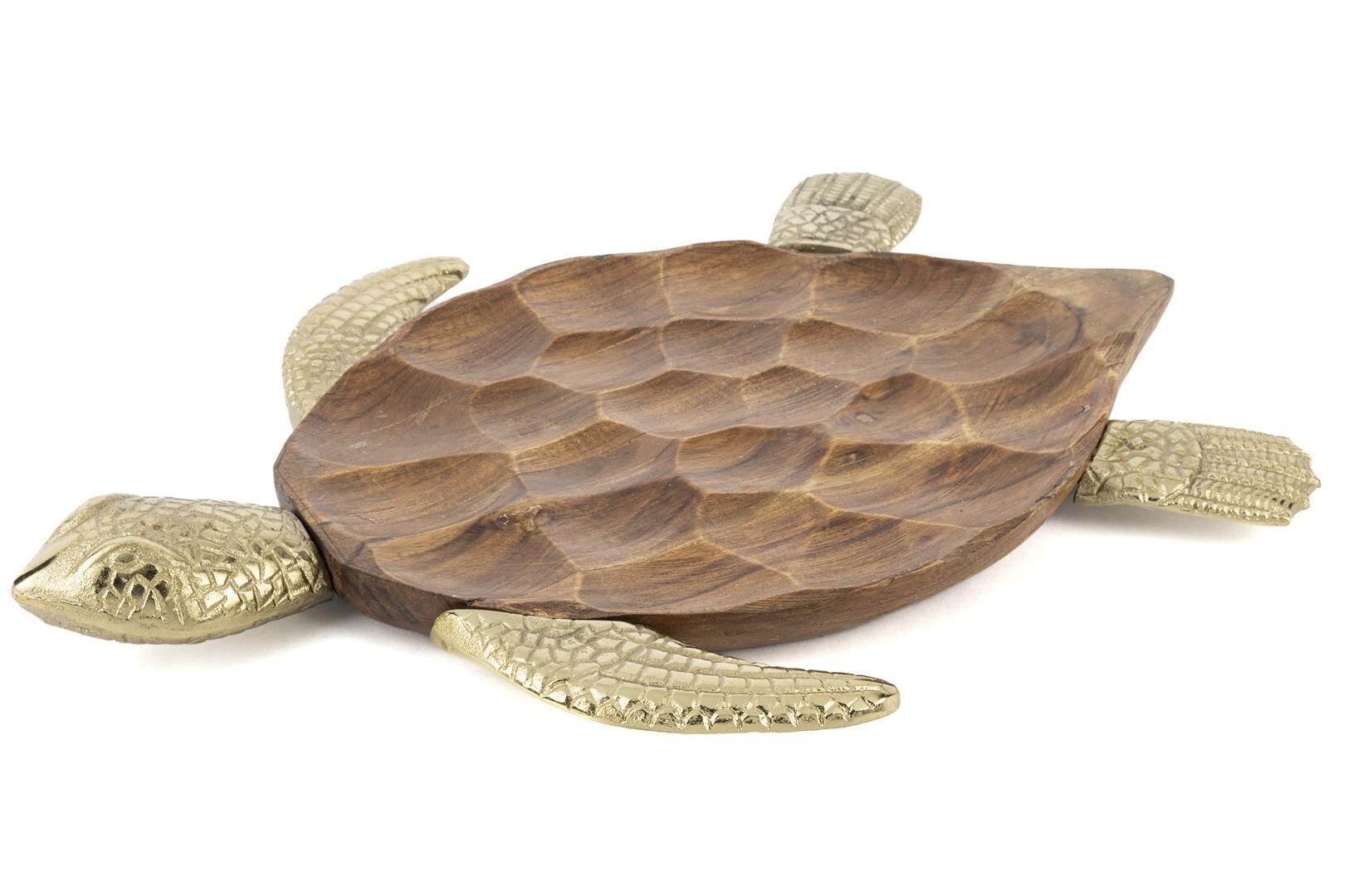 Gold Kaplumbağa Dekoratif Ahşap Tabak 45x34x6cm