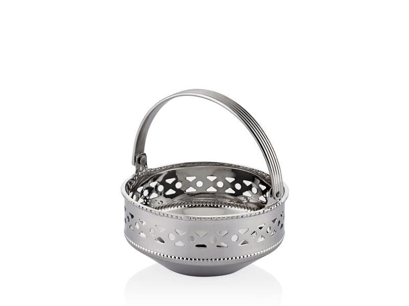 Jaali Kulplu Gümüş Küçük Şekerlik 10x10x10 Cm