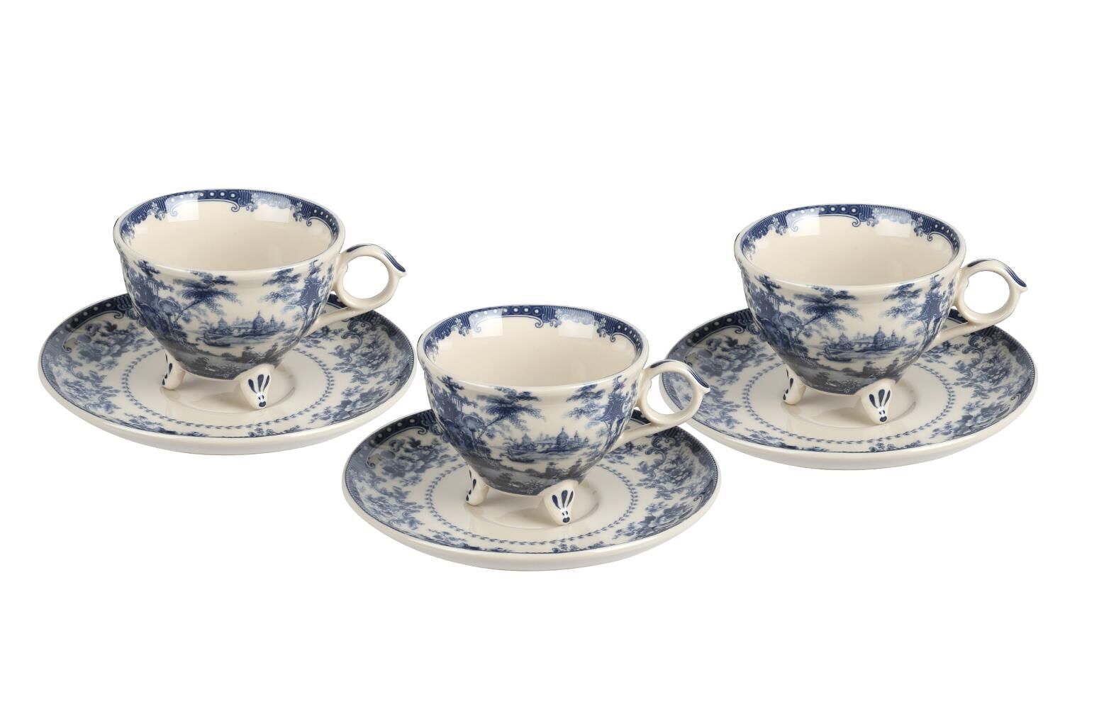 Florantine 6lı Ayaklı Çay Fincanı Seti Mavi