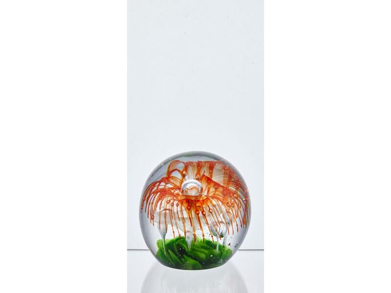 Pearl Orange Green Glass Decor 9x9x9 Cm