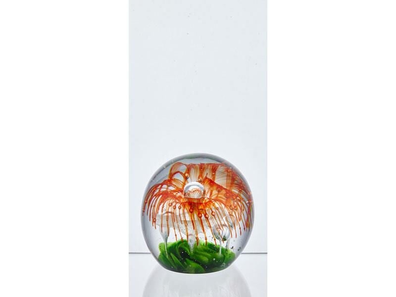 Pearl Turuncu Yeşil Yuvarlak Cam Dekorr 9x9x9 Cm