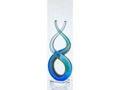 Spiral Ink Blue Yellow Glass Decor 14x8x33 Cm
