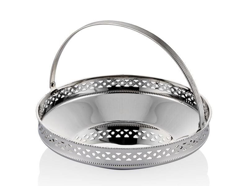Jaali Kulplu Gümüş Büyük Şekerlik 23x23x18 Cm