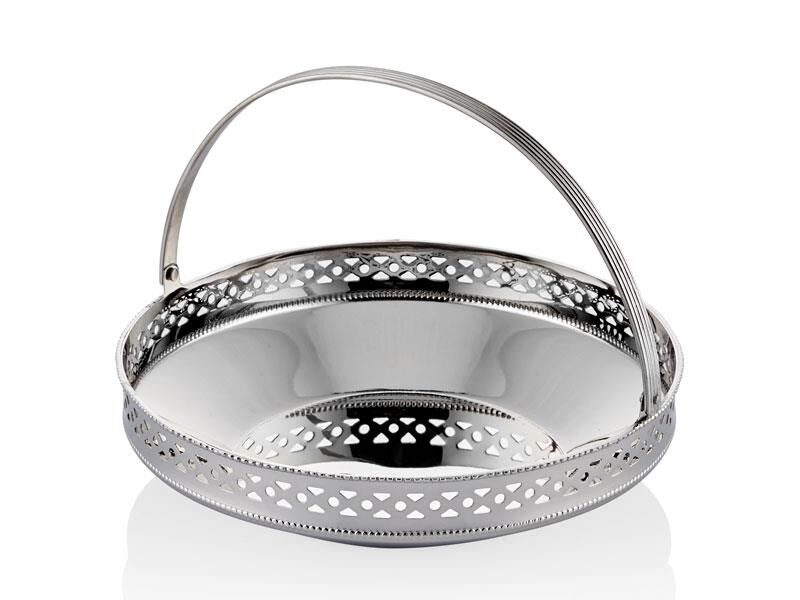 Jaali Kulplu Gümüş Büyük Şekerlik 23x23x18 Cm