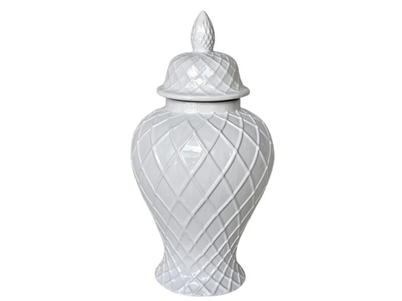 Baklava Desenli Beyaz Orta Boy Küp 27x27x52 Cm