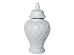 Baklava Desenli Beyaz Orta Boy Küp 27x27x52 Cm