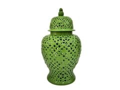 Kuş ve Çiçek Desenli Mat Yeşil Büyük Küp 32x32x64 Cm