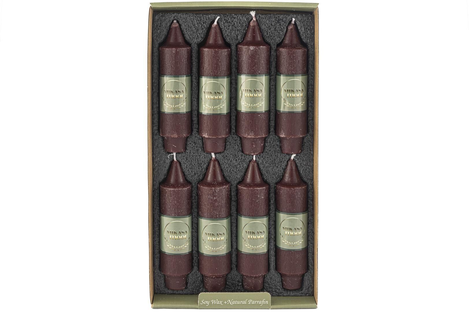 Mini Şamdan Bordo 8 li Set Mum
