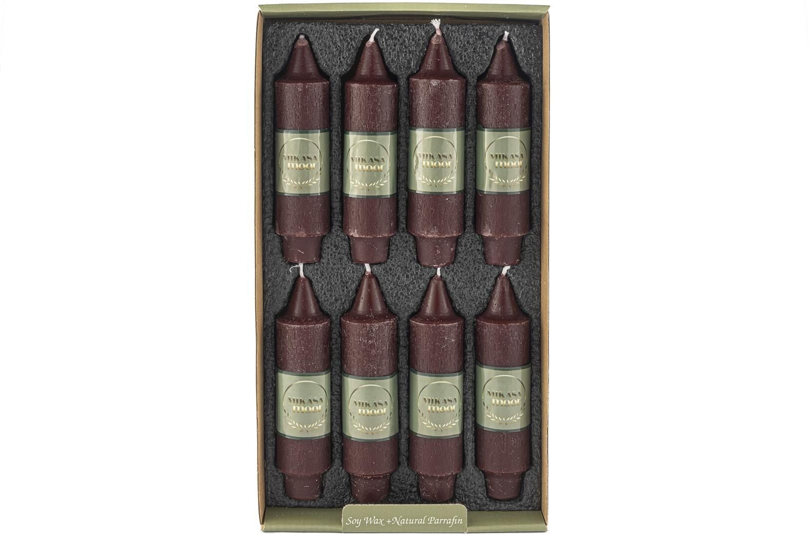 Mini Şamdan Bordo 8 li Set Mum