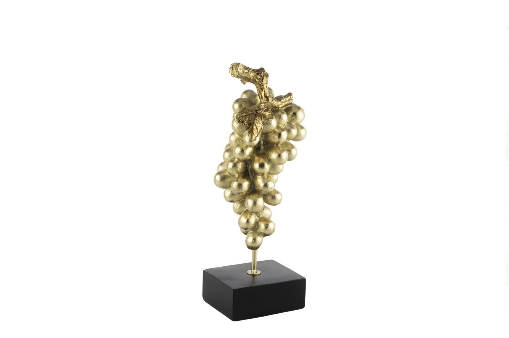 Siyah Kaideli Gold Üzüm Resin Dekor 14x13x36 cm