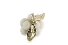 Gold Yapraklı Beyaz Üzüm Resin Dekor 16x12x12cm