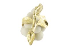 Gold Yapraklı Beyaz Üzüm Resin Dekor 25x17cm