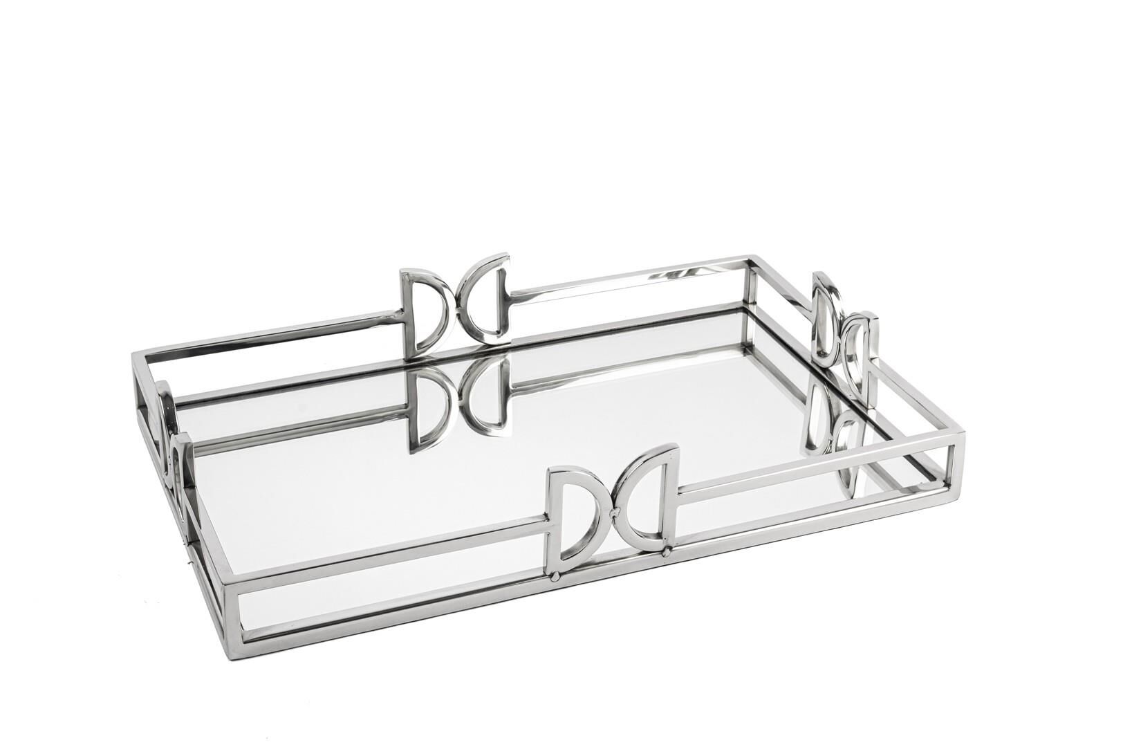 Gümüş Metal Aynalı Tepsi 41x26x7cm