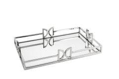 Gümüş Metal Aynalı Tepsi 41x26x7cm