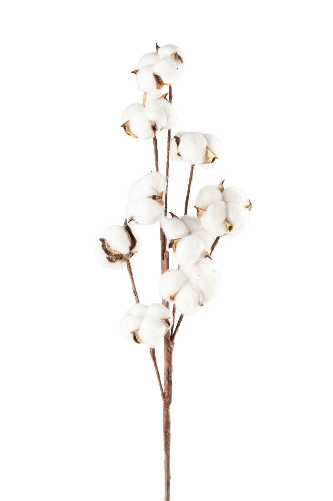 Beyaz Yapay Çiçek Pamuk 75 cm