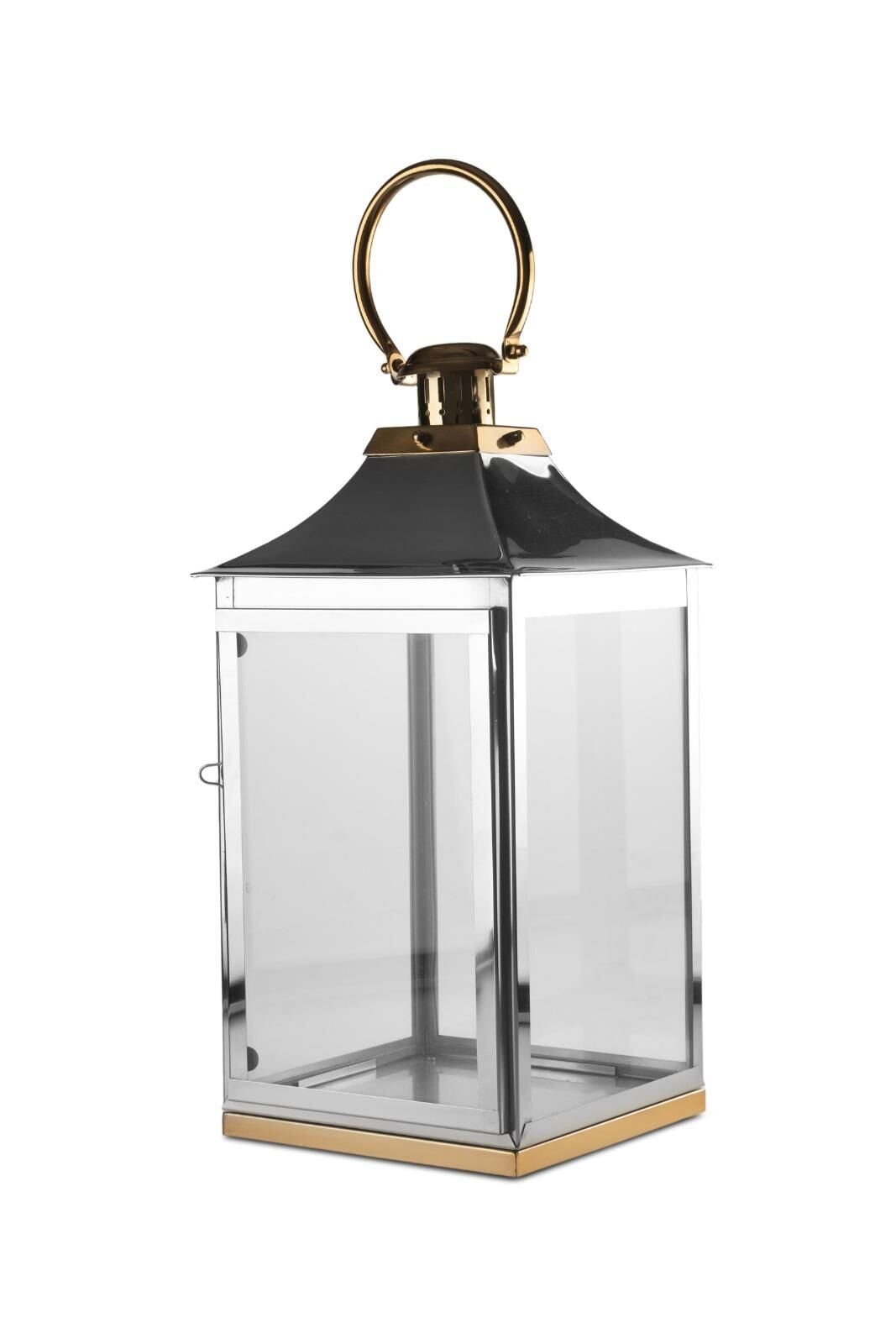 Paslanmaz Çelik Krom/Gold Fener 58x28x28 cm