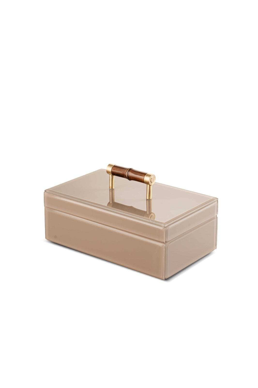 Ahşap Kulplu Pembe Dekoratif Kutu 26x16x14cm