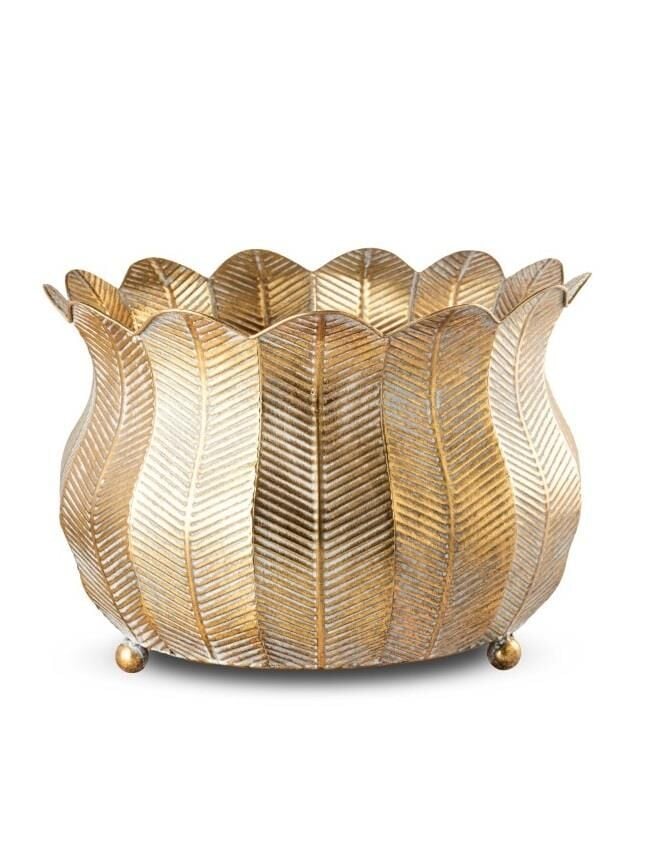 Gold Metal Büyük Saksı H29 cm Ø40cm