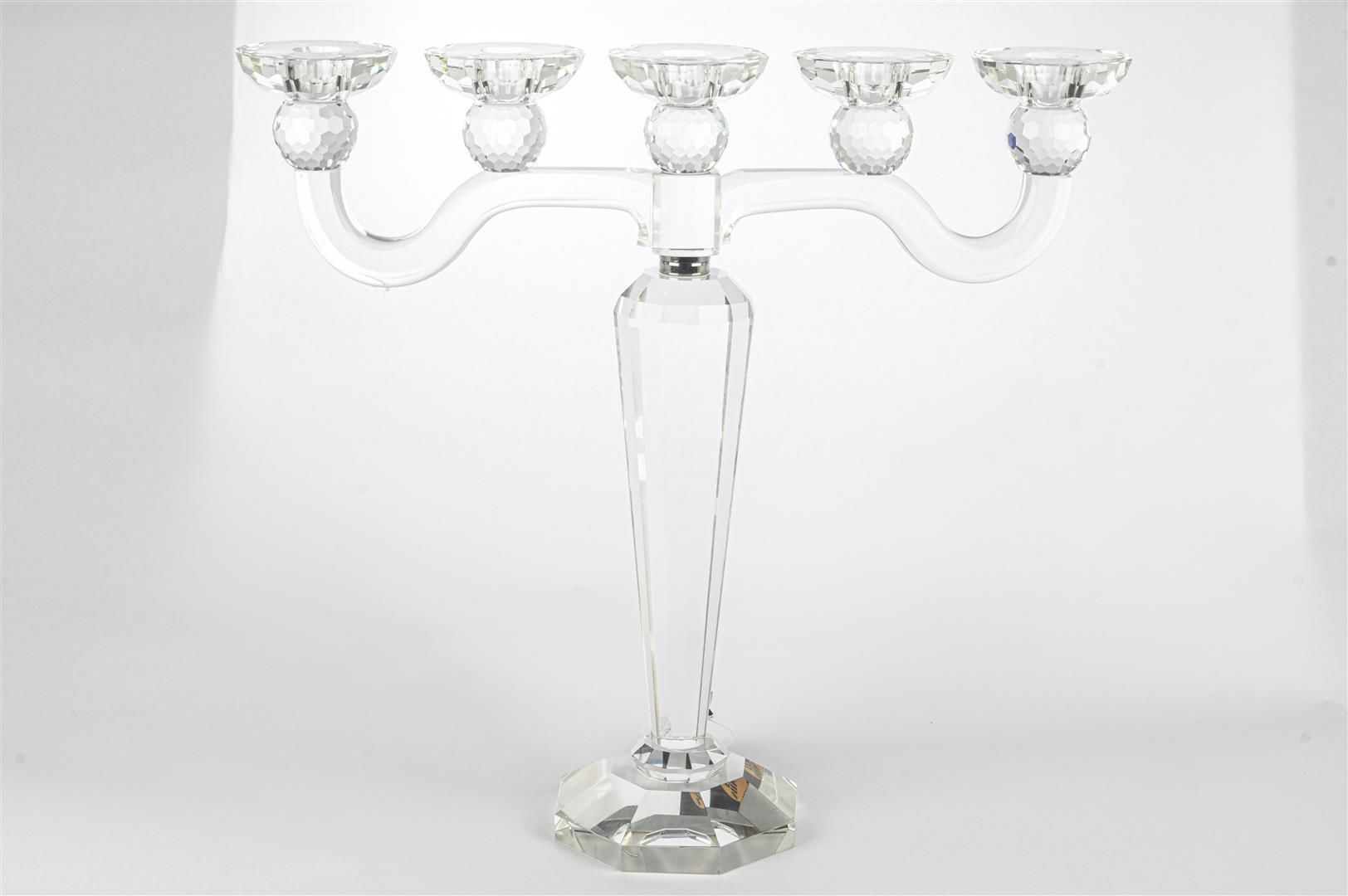 Clear 5'li Cam Şamdan 43x12x40cm