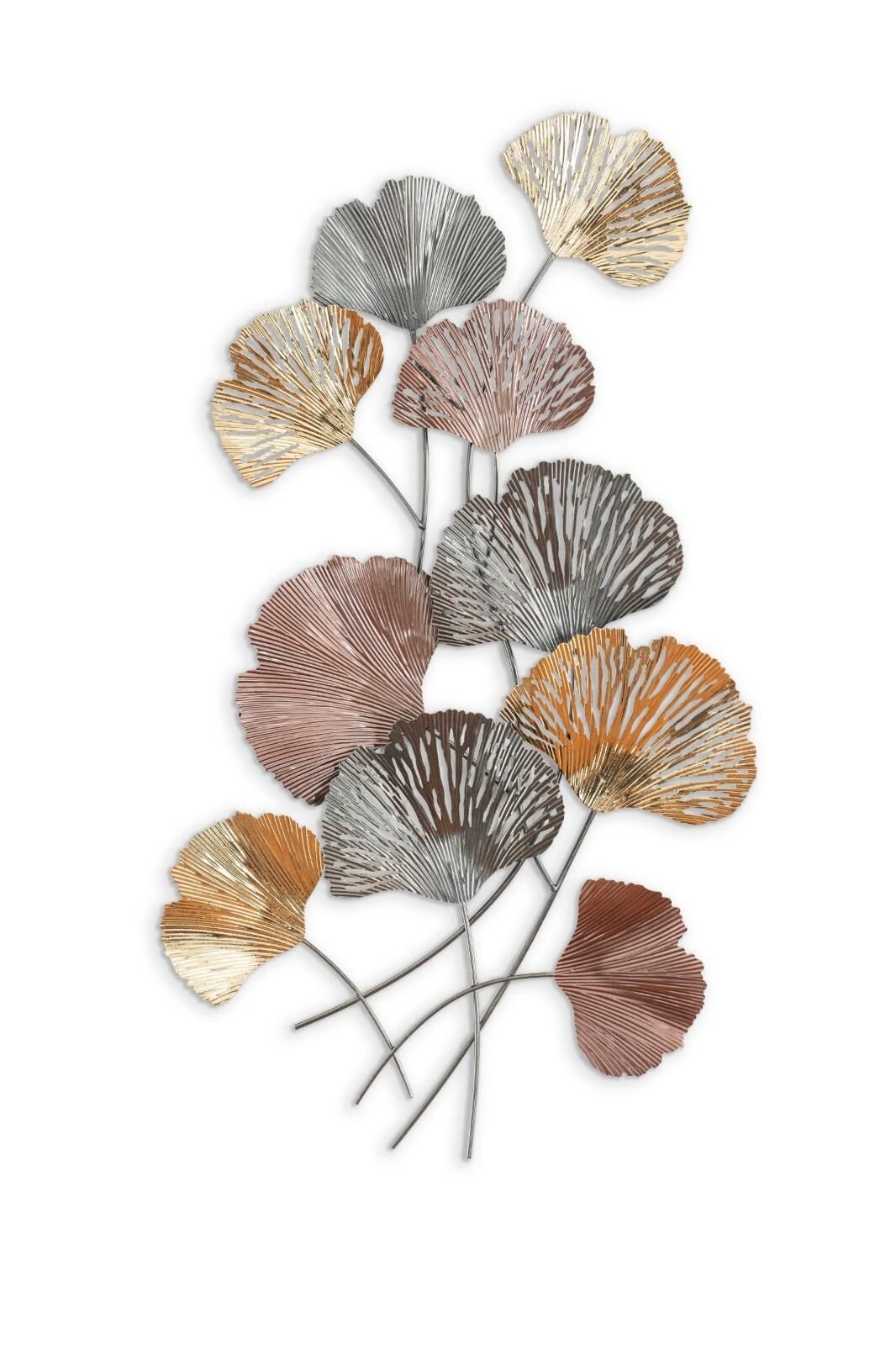 Renkli Metal Ginkgo Yaprağı Pano 85x50cm