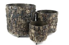Antik Gümüş 3lü Vazo 34&26&19cm