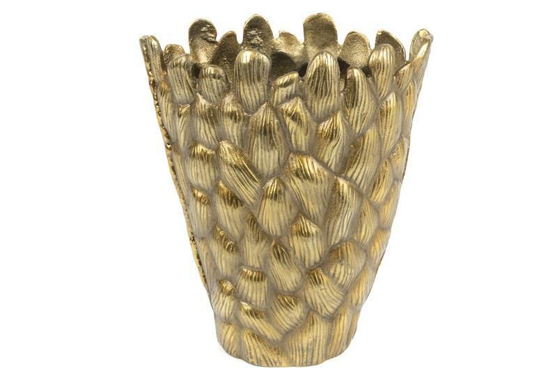Antik Gold Dokulu Vazo 27x14x34 Cm