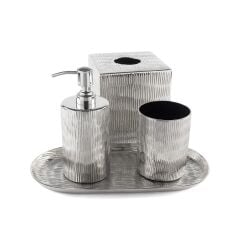 Cali Gümüş Tepsili Banyo Seti 30x15x20cm