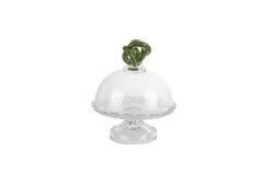 Yeşil Kapaklı Cam Kek Standı 18x21cm