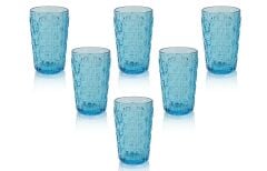 Hilda 6li Cam Meşrubat Seti Buz Mavisi