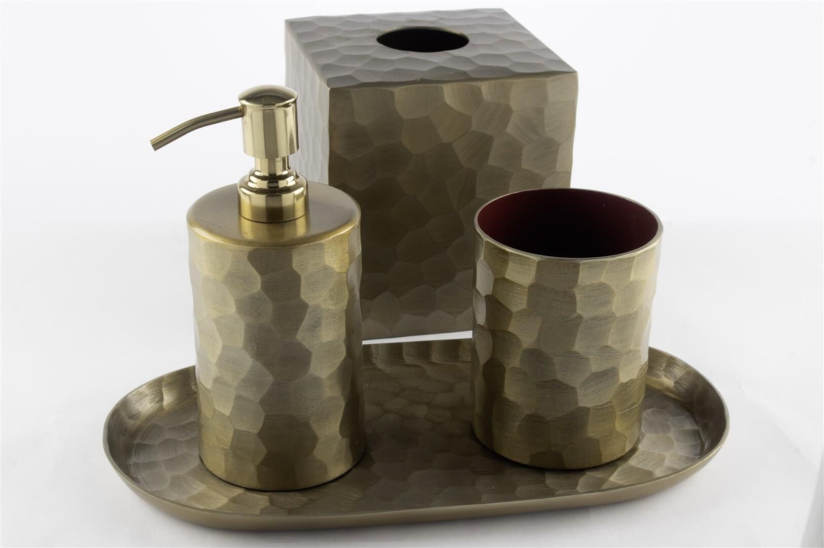 Melvin Gold Tepsili Banyo Seti 30x15x20cm