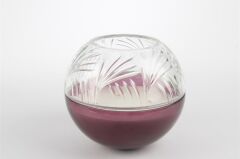 Bordo Cam Kapaklı Mum18x16cm
