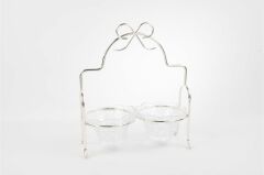 Silver Fiyonk Kulplu 2li Çerezlik Standı 24x29cm