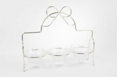 Silver Fiyonk Kulplu 3lü Çerezlik Standı 36x32cm