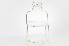 Silver Fiyonk Kulplu Cam 2Katlı Servislik 36x17cm