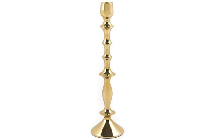 Gold Metal Boğumlu Mumluk 35 Cm