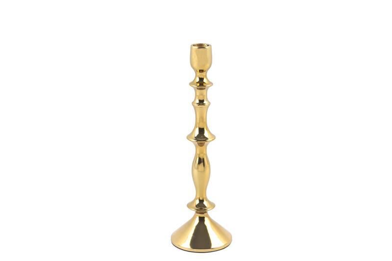 Gold Metal Boğumlu Mumluk 28 Cm