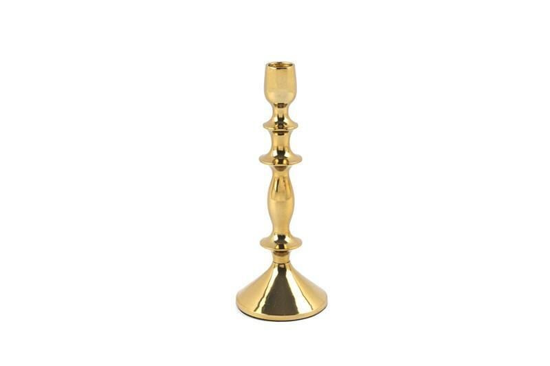 Gold Metal Boğumlu Mumluk 23 Cm