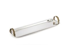 Antik Gold Kulplu Gümüş Tepsi 38x12x6cm