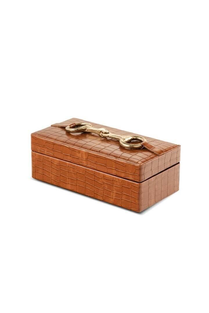 Kahverengi Deri Dikdörtgen Kutu 20*10 cm