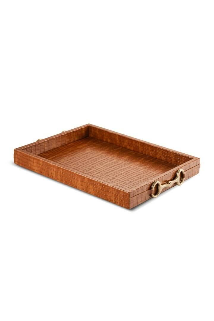 Kahverengi Deri Dikdörtgen Tepsi 40*30 cm